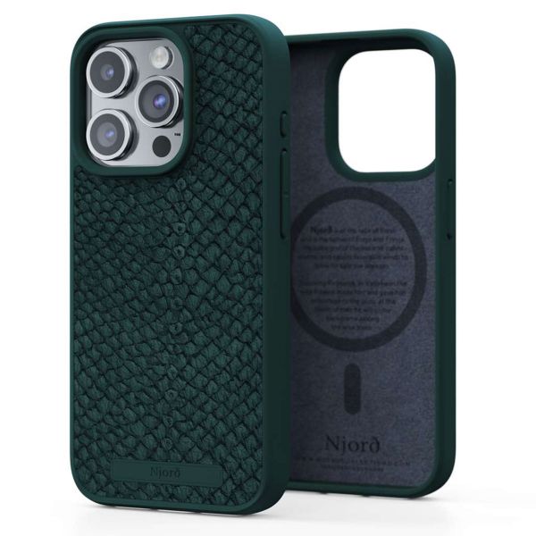 Njorð Collections Salmon Leather MagSafe Case iPhone 15 Pro - Green