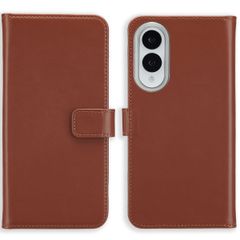 Selencia Echt Leren Bookcase Samsung Galaxy S25 Edge - Lichtbruin