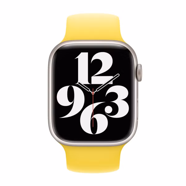 Apple Siliconen solobandje Apple Watch | 44/45/46/49 mm - Maat 3 - Canary Yellow