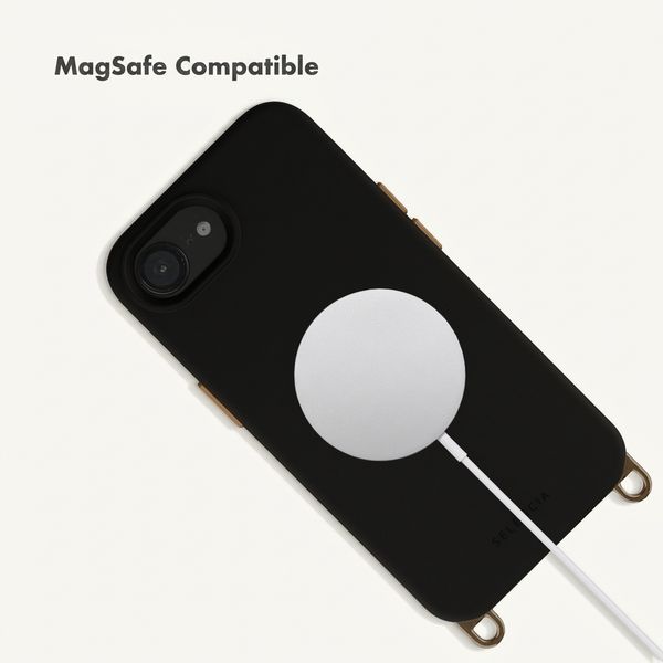 Selencia Rivièra MagSafe Back Cover with detachable hooks Apple iPhone 17e / 16e - Velvet Black