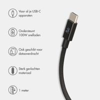 imoshion Oplader - 2x USB-C 40W + Braided USB-C naar USB-C kabel 100W - 1 meter - Zwart