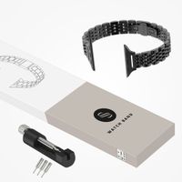 Selencia Slim Steel Jubilee Inspired schakelbandje Apple Watch Series 1 t/m 9 / SE (38/40/41 mm) | Series 10 / 11 (42 mm) - Zwart