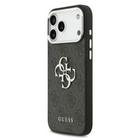 Guess 4G Metal Logo Backcover Apple iPhone 17 Pro Max - Silver Edge - Black