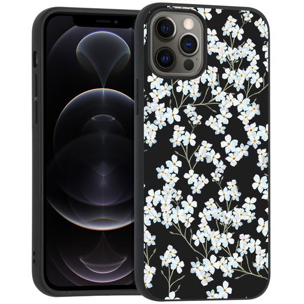 imoshion Design hoesje iPhone 12 (Pro) - Bloem - Wit / Zwart