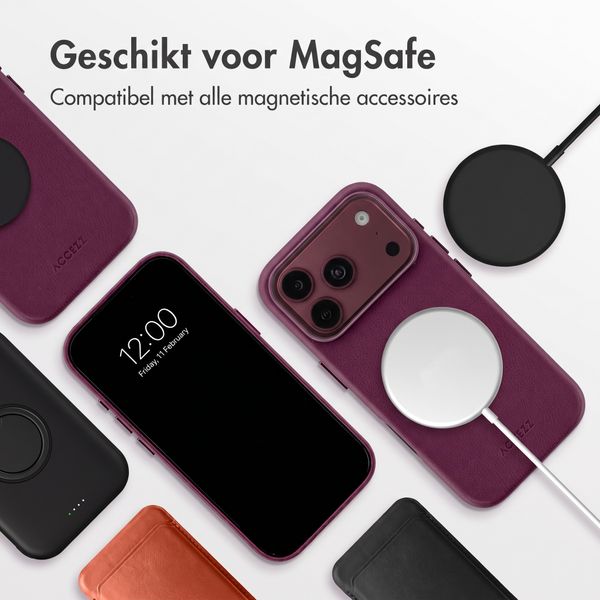 Accezz MagSafe Leather Backcover Apple iPhone 18 Pro Max / 17 Pro Max - Heath Purple