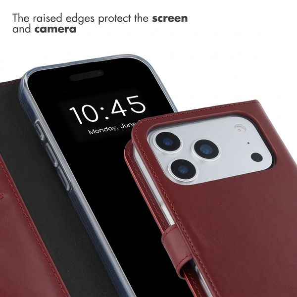 Selencia Genuine Leather Book Case Apple iPhone 17 Pro - Burgundy