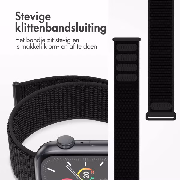 imoshion Nylon bandje Apple Watch Series 1 t/m 9 / SE (38/40/41 mm) | Series 10 / 11 (42 mm) - Zwart