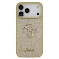Guess 4G Metal Logo Glitter Backcover Apple iPhone 17 Pro - Goud