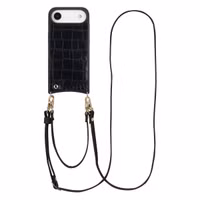 Selencia Nova Croco Telefoonhoes met Koord en Pashouder Apple iPhone Air - Zwart