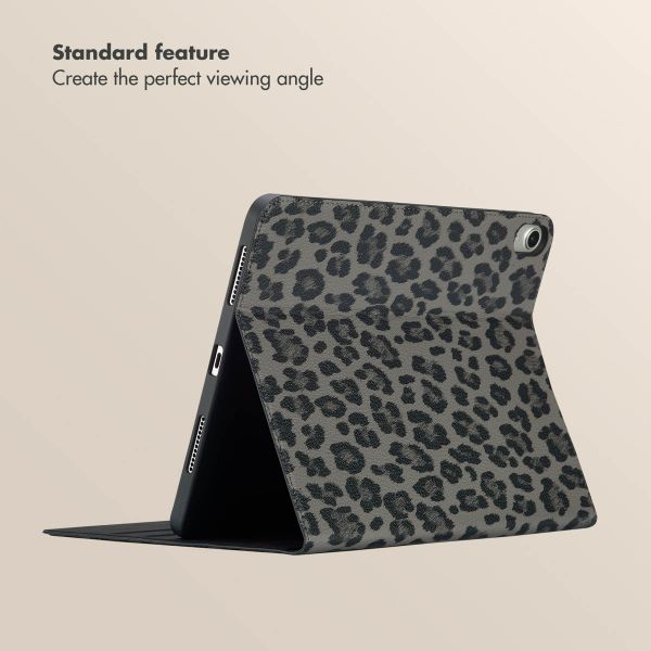 Selencia Sabi Bookcase with Leopard Print Apple iPad Air 11 inch (2026) M4 / (2025) M3 / (2024) M2 / Air 5 (2022) / Air 4 (2020) - Midnight Black