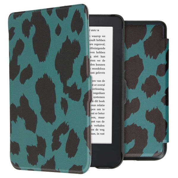 imoshion Design Slim Hard Case Sleepcover Kobo Clara 2E / Tolino Shine 4 - Green Leopard