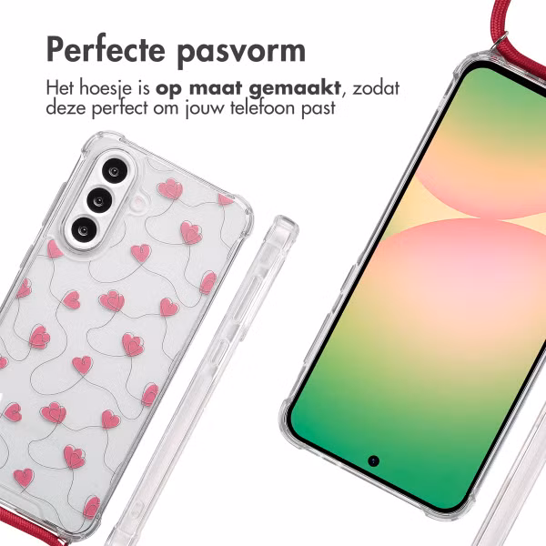 imoshion Design hoesje met koord Samsung Galaxy A56 - Dusty Rose Connected Hearts