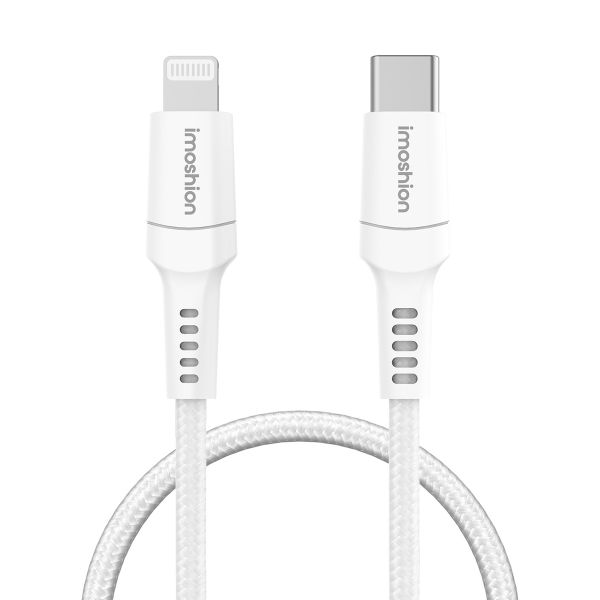 imoshion Lightning naar USB-C kabel - Non-MFi - Gevlochten textiel - 1,5 meter - Wit