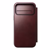 Nomad Modern Horween Leather Folio Bookcase met MagSafe Apple iPhone 17 Pro Max - Burgundy