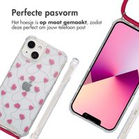 imoshion Design hoesje met koord Apple iPhone 13 - Dusty Rose Connected Hearts