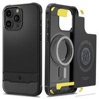 Spigen Rugged Armor Backcover MagSafe Apple iPhone 15 Pro Max - Zwart