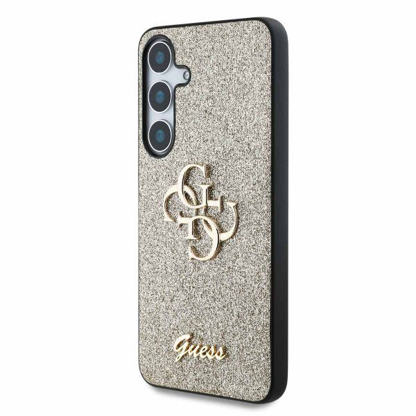 Guess 4G Metal Logo Glitter Backcover Samsung Galaxy S25 Plus - Goud