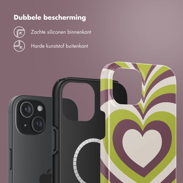 Selencia Vivid Backcover met MagSafe Apple iPhone 15 - Double Hearts Plum Fern