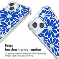 imoshion Design hoesje met koord iPhone 15 - Cobalt Blue Flowers Connect