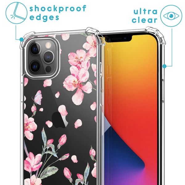 imoshion Design hoesje met koord iPhone 12 Pro Max - Bloem - Roze