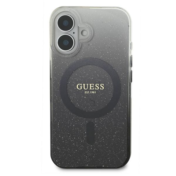 Guess MagSafe IML Glitter Gradient Case Apple iPhone 16 - Zwart