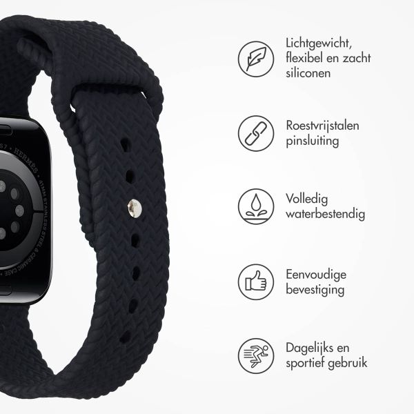 imoshion Siliconen geweven bandje Apple Watch Series 1 t/m 11 / SE / Ultra (44/45/46/49 mm) - Zwart