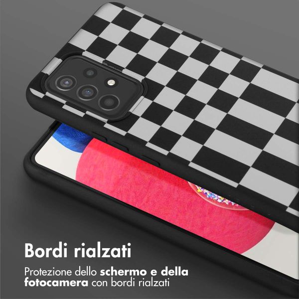 Selencia Siliconen design hoesje met afneembaar koord Samsung Galaxy A53 - Irregular Check Black