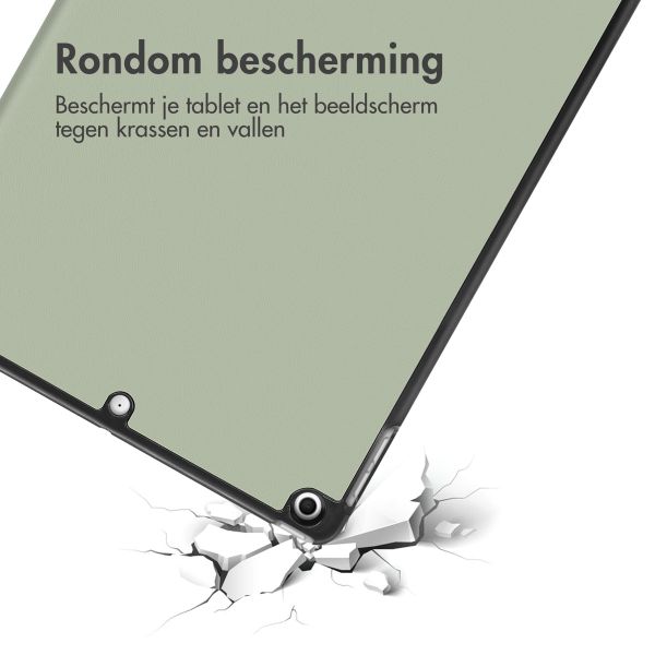 imoshion Design Trifold Bookcase Apple iPad 9 (2021) 10.2 inch / iPad 8 (2020) 10.2 inch / iPad 7 (2019) 10.2 inch - Floral Green