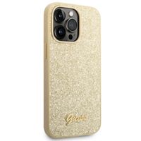 Guess Glitter Flakes Backcover iPhone 14 Pro Max - Goud