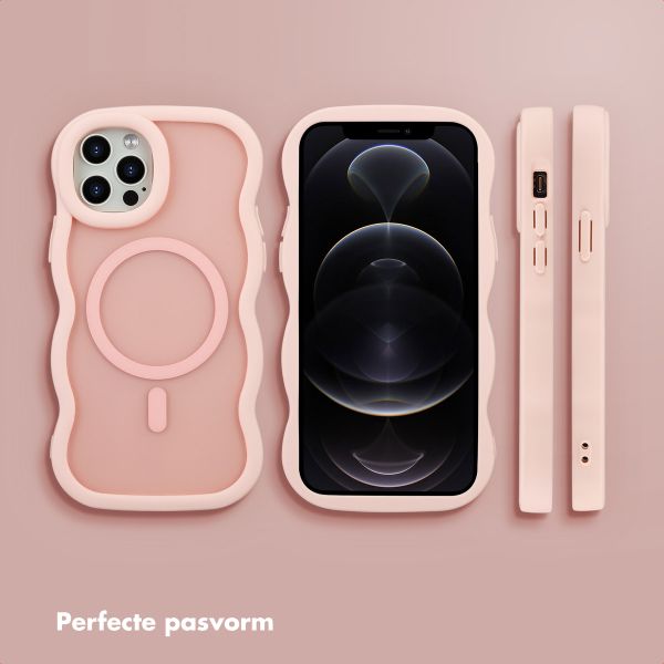 Selencia Wavy Backcover met MagSafe Apple iPhone 12 (Pro) - Soft Pink
