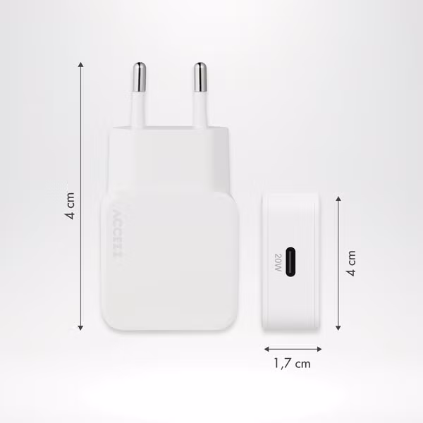 Accezz Ultra Slim GaN Oplader - USB-C - 20W - Wit