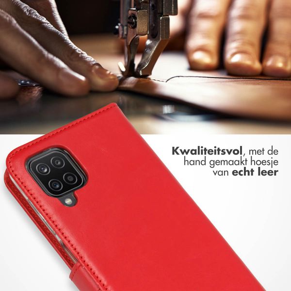 Selencia Echt Lederen Bookcase Samsung Galaxy A12 - Rood