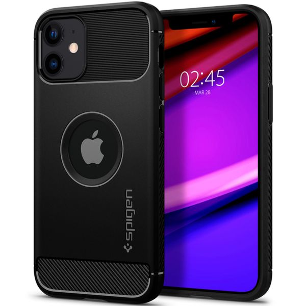 Spigen Rugged Armor Backcover iPhone 12 Mini - Zwart