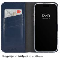 Selencia Echt Leren Bookcase Apple iPhone 16 Pro Max - Blauw