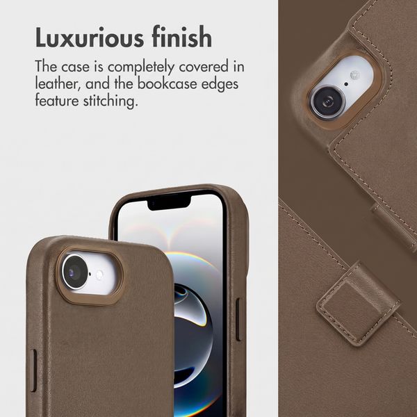 Accezz 2-in-1 Leather Bookcase with MagSafe Apple iPhone 17e / 16e - Coffee Brown