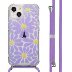 imoshion Design hoesje met koord Apple iPhone 14 - Tropical Violet Flowers Connect