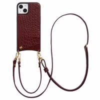 Selencia Nova Croco Telefoonhoes met Koord en Pashouder Apple iPhone 14 / 13 - Burgundy