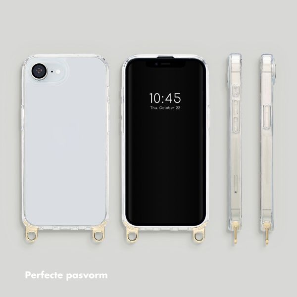 Selencia Transparent Case with Hooks + Lova Wrist Strap Apple iPhone 17e / 16e - Cotton Candy