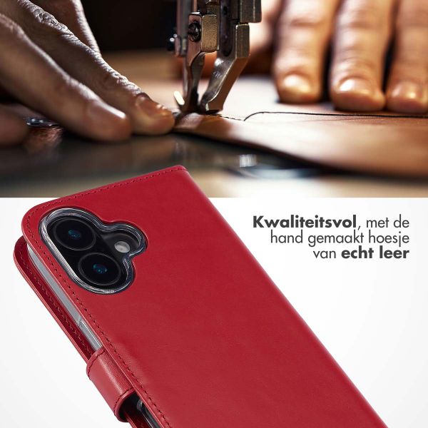 Selencia Echt Leren Bookcase Apple iPhone 16 - Rood