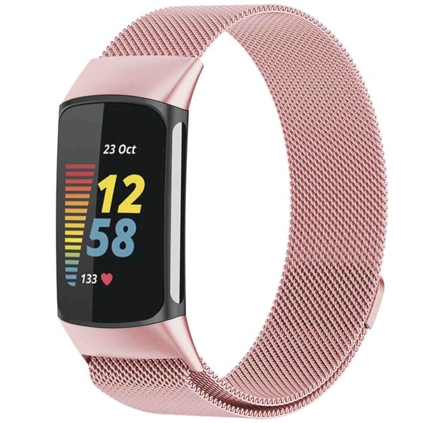 imoshion Milanees magnetisch bandje Fitbit Charge 5 / Charge 6 - Maat S - Roze