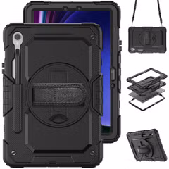 Accezz Rugged Backcover met schouderstrap Samsung Galaxy Tab S9 11.0 inch / Tab S9 FE 10.9 inch / S10 FE - Zwart