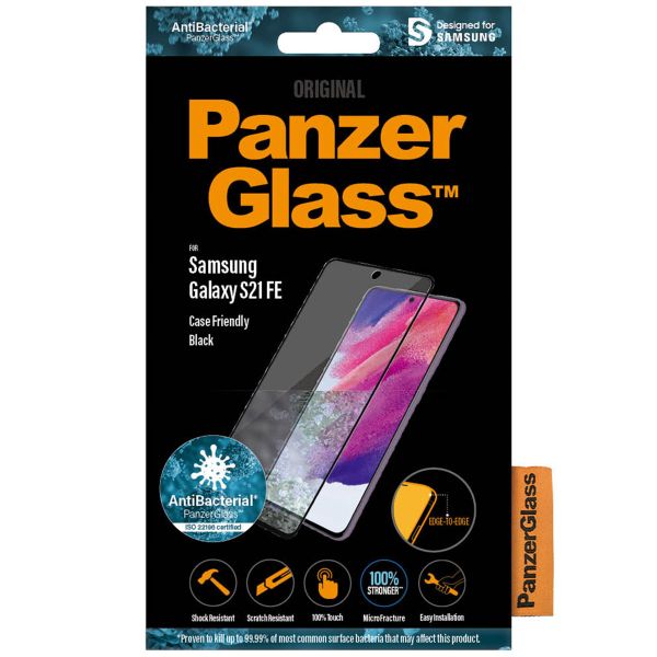 PanzerGlass Anti-Bacterial Case Friendly Screenprotector Samsung Galaxy S21 FE - Zwart