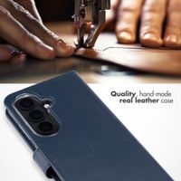 Selencia Genuine Leather Book Case Samsung Galaxy S26 - Dark Blue