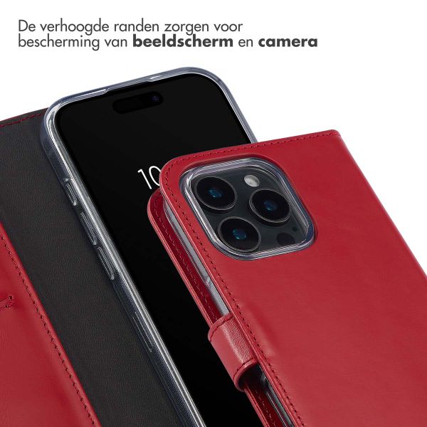 Selencia Echt Leren Bookcase Apple iPhone 16 Pro - Rood