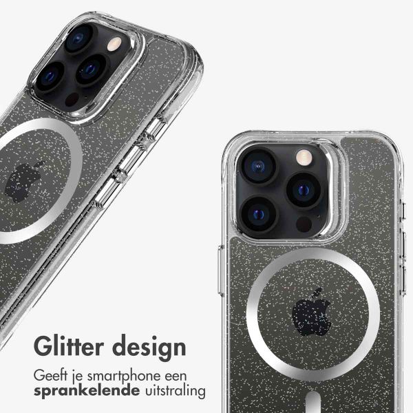 imoshion Clear Glitter Backcover met MagSafe Apple iPhone 15 Pro - Zilver