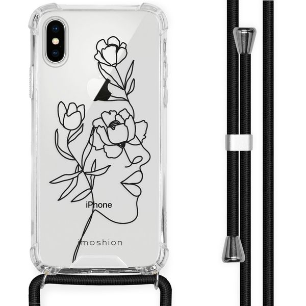 imoshion Design hoesje met koord iPhone X / Xs - Abstract Gezicht Bloem - Transparant