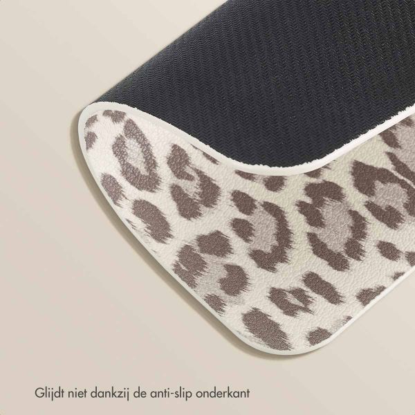Selencia Sabi Kunstleren Muismat met Panterprint - 20 x 24 cm - Soft Ivory