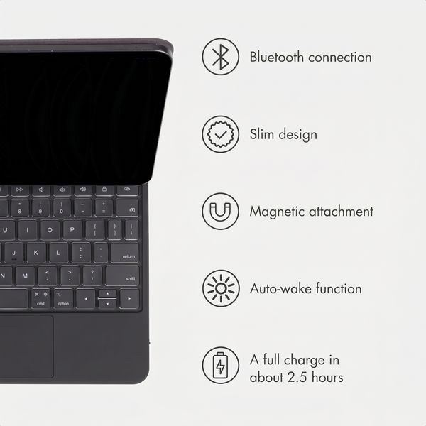 Accezz Magnetic Bluetooth Keyboard Apple iPad Air 13 inch (2026) M4 / (2025) M3 / (2024) M2 / iPad Pro 12.9 (2018/2020/2021/2022) - QWERTY / NL - Black