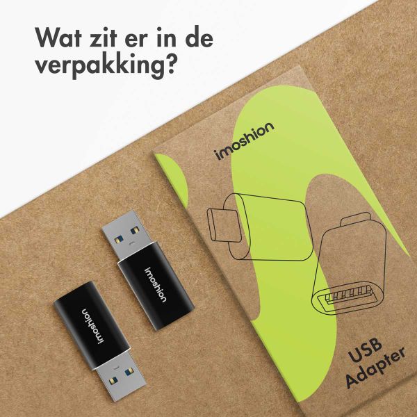 imoshion 2x USB-A 3.1 (male) naar USB-C (female) Adapter - OTG - Zwart