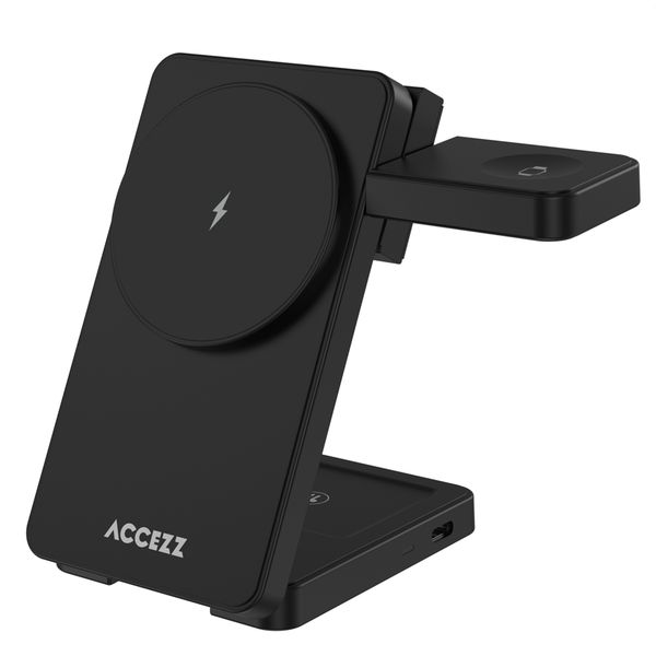 Accezz 3-in-1 Foldable Wireless MagSafe Charger - 20W - Black